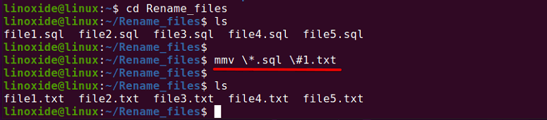 rename file extensions using mmv