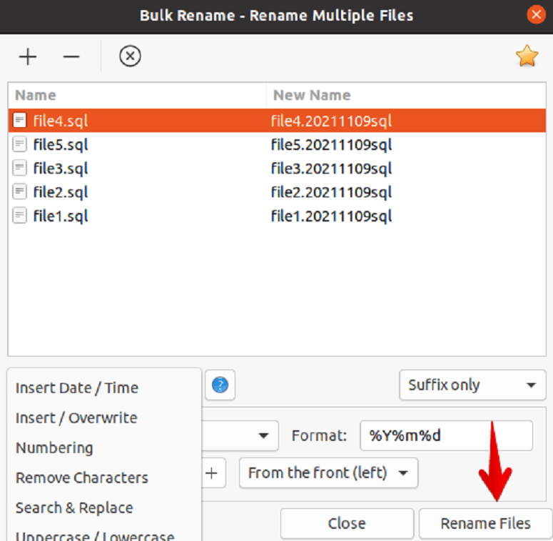 rename files using thunar